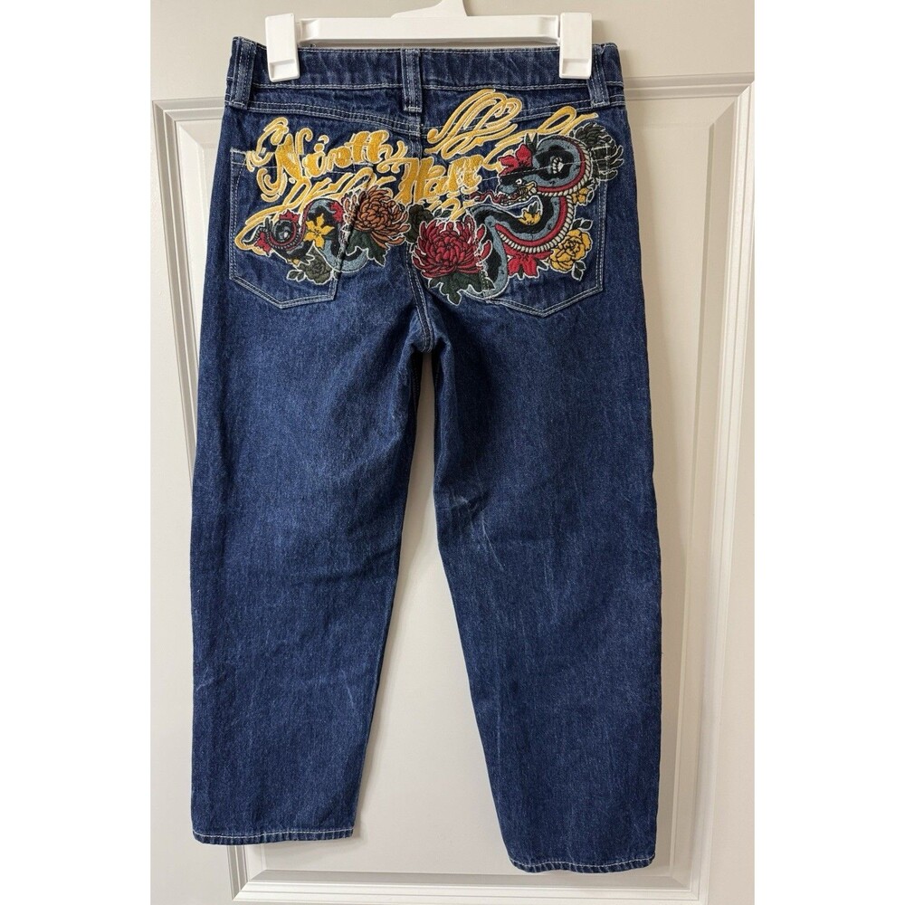 Y2K Ninth Hall Ambush Jeans Mens 26X25 Embroidered Dragon  Graphic Denim Pants
